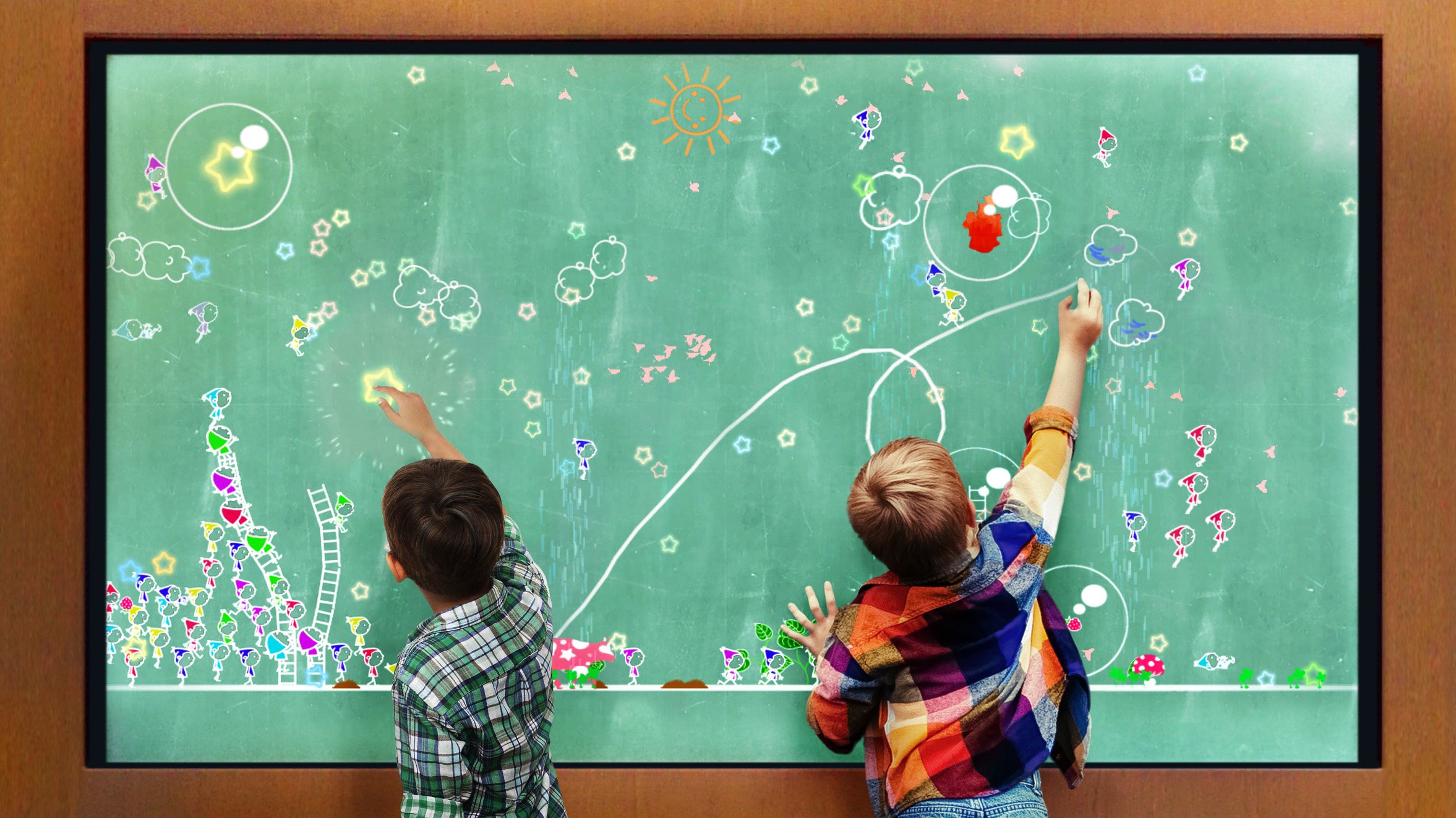 チームラボ《こびとが住まう黒板》© チームラボ