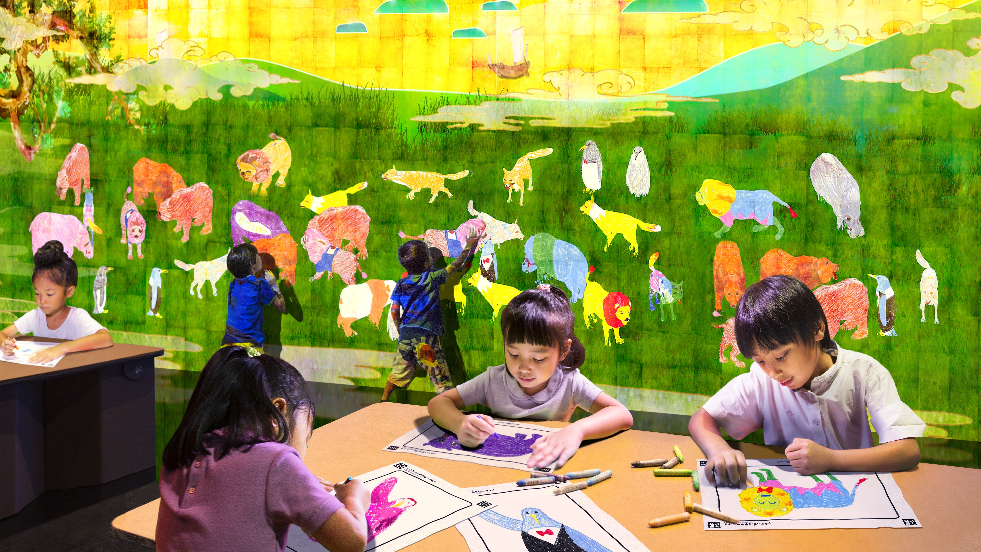 ​チームラボ《お絵かきアニマルズ》©チームラボ