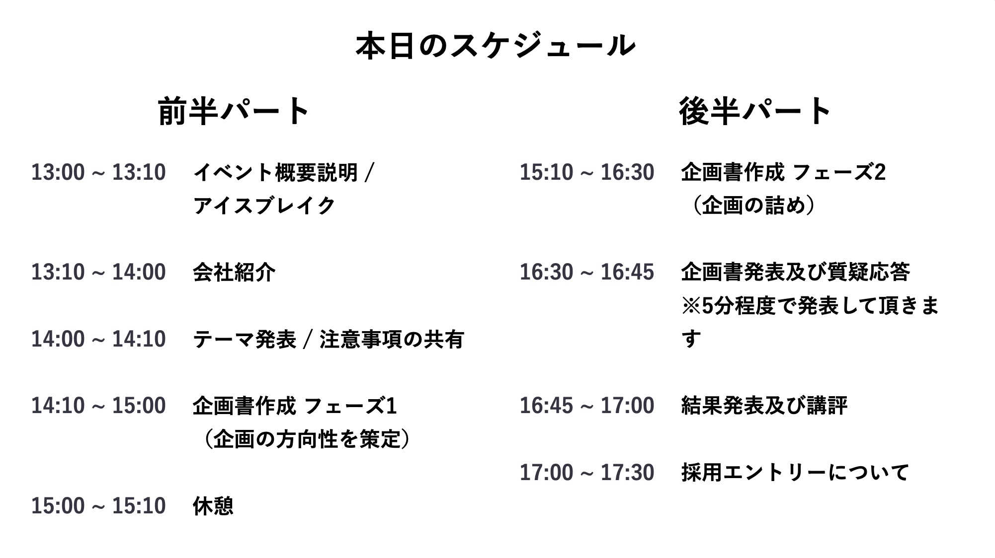 当日のスケジュール