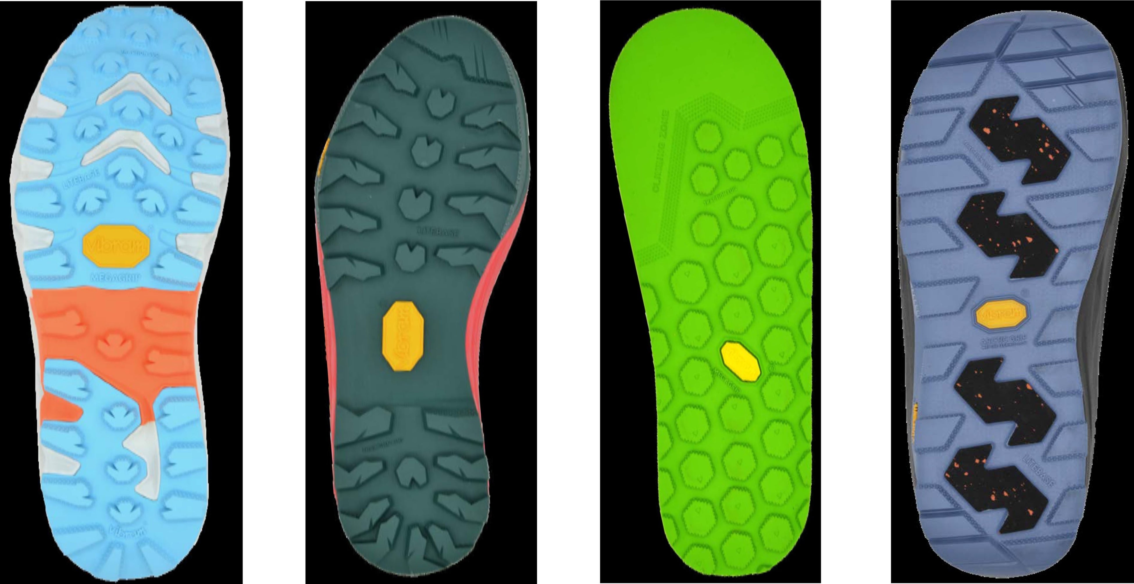 ※左から、①トレイルランニング、②アルピニズム、③アプローチ、④スノーボード