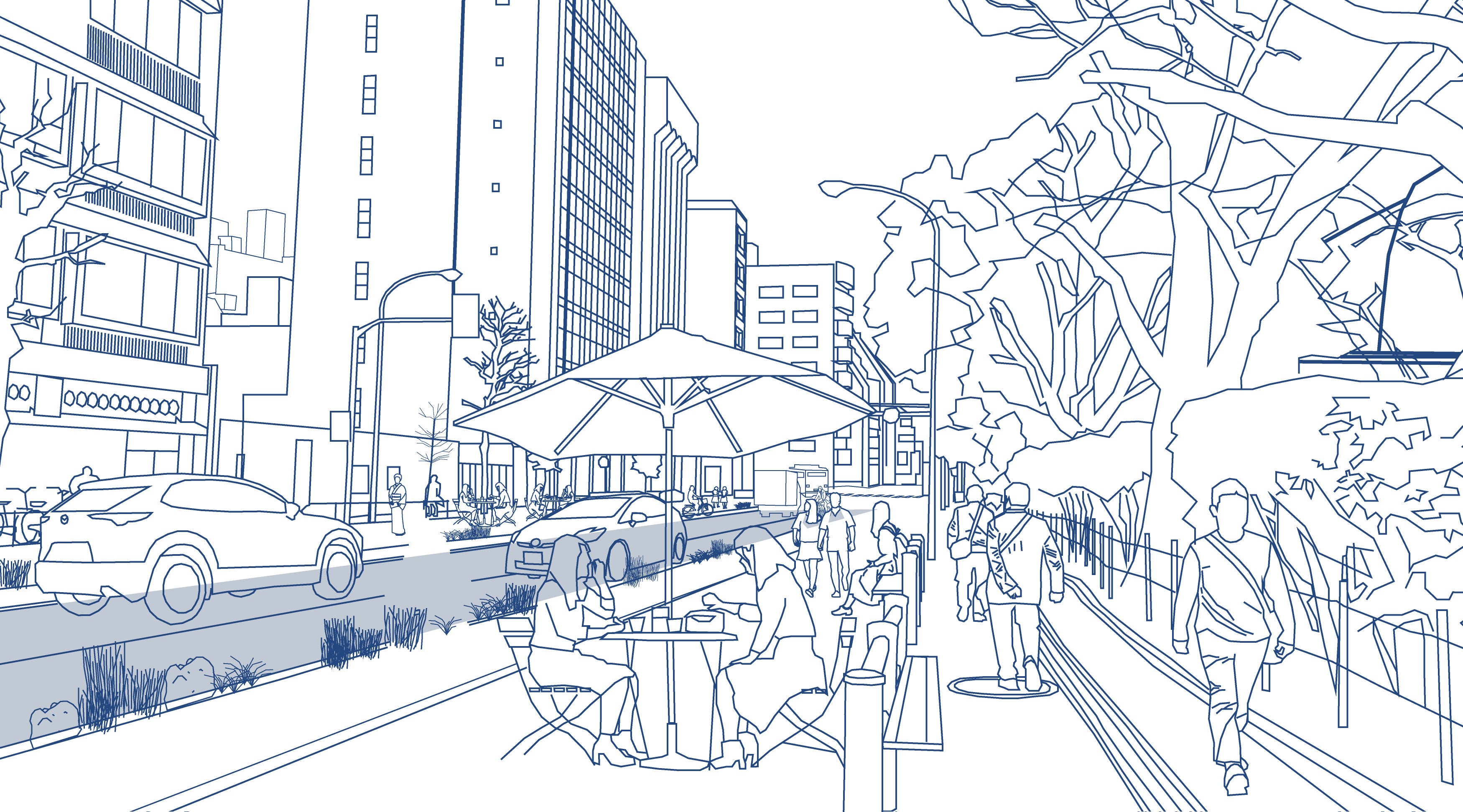 公園寄りの不忍通り1車線が会場に加わる