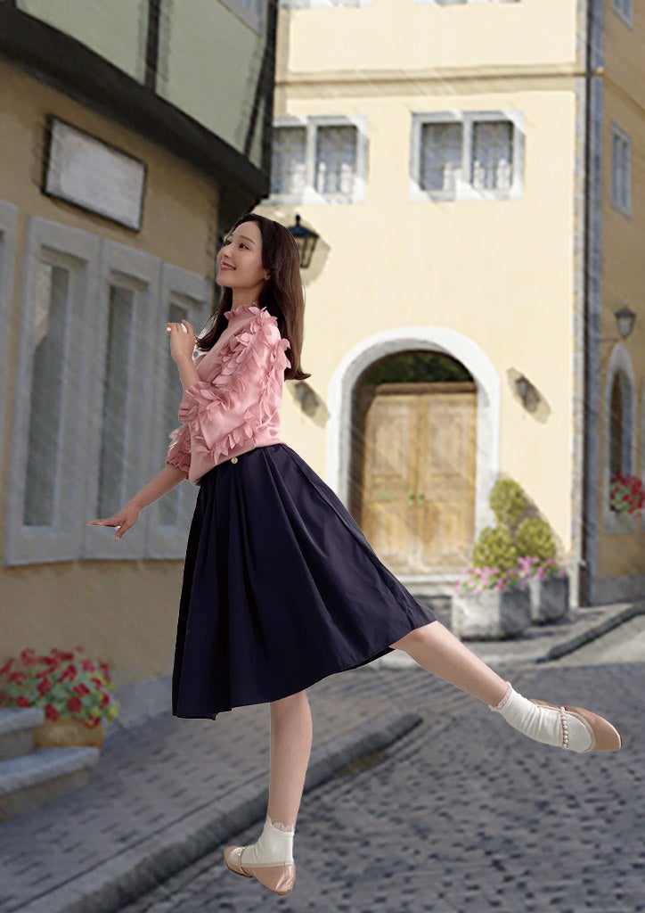 ファルファーレのシューズを履いた貞松・浜田バレエ団のシャンティ紀奈さん