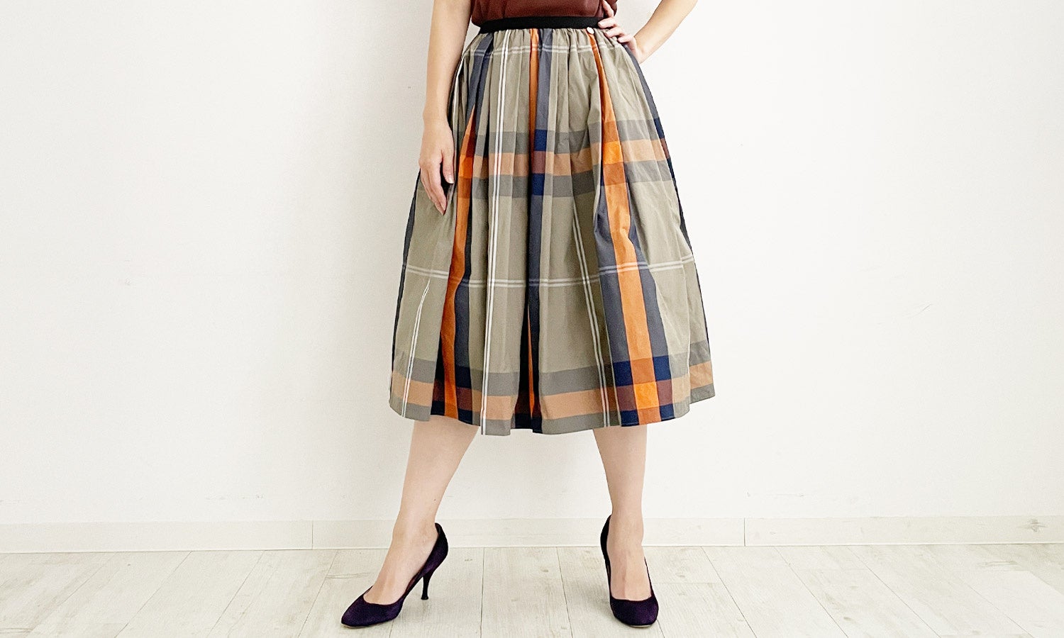 【トレコード】神戸・山の手オレンジチェックスカート