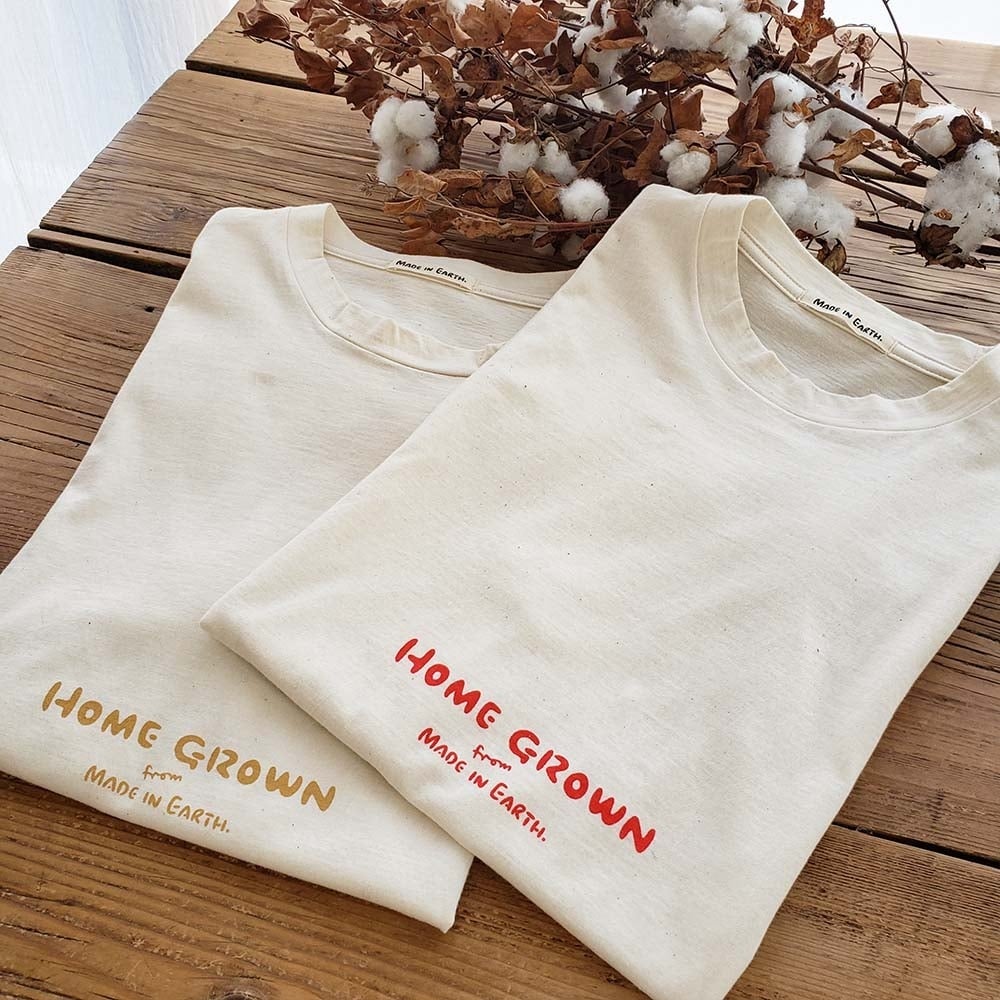 2021年度の和綿とオーガニックコットンの糸で製造したTシャツ（サンプル）