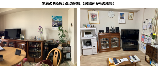 左：単身女性、80代後半、自立歩行～緩歩／右：単身女性、80代後半、杖～歩行器歩行