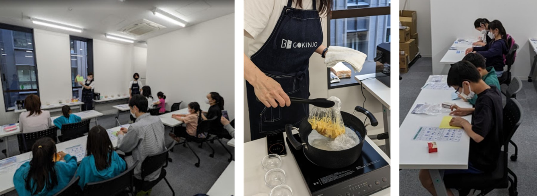 防災紙食器・味噌汁づくりワークショップ／講師によるポリ袋調理実演