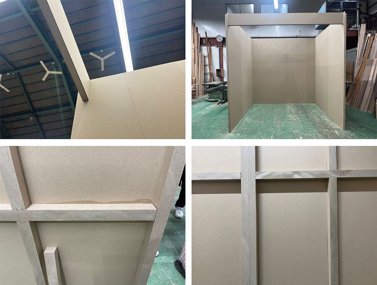 古紙を用いた新たな構法の展示ブース