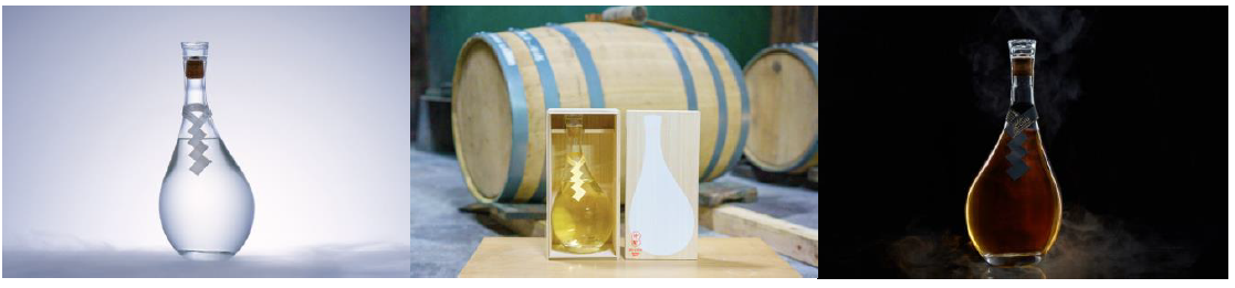            　　　　　　　　　　    【左から浄酎(白紙垂銀紙垂)・浄酎(金紙垂)（※3）・琥珀浄酎（※4）】