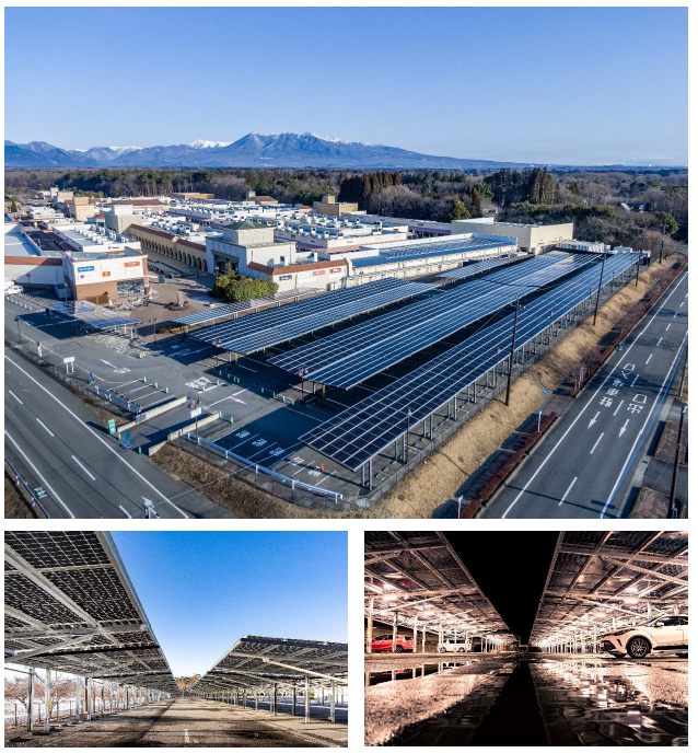 【那須ガーデンアウトレット全景およびソーラーカーポート】