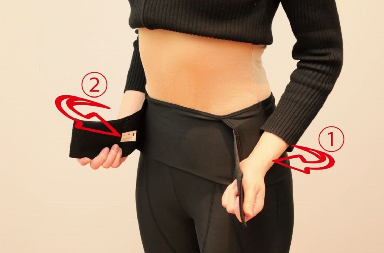 腰サポータの装着方法