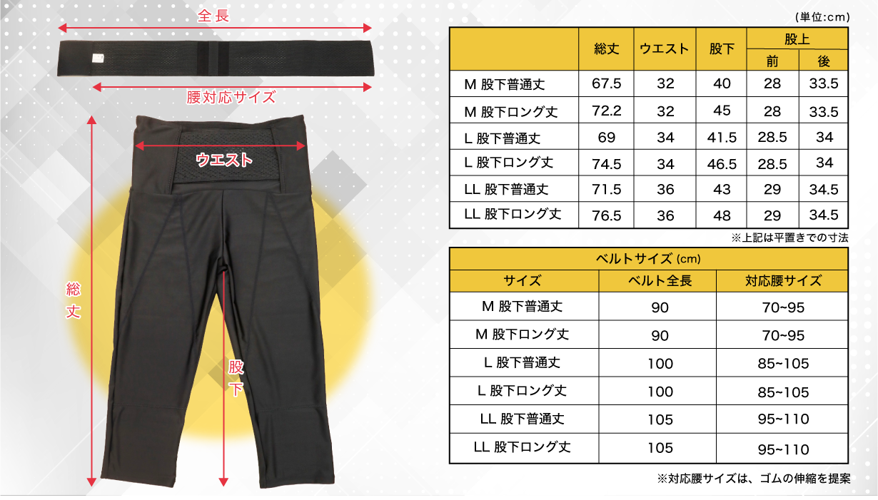 ワーカーサポートウエアサイズ表