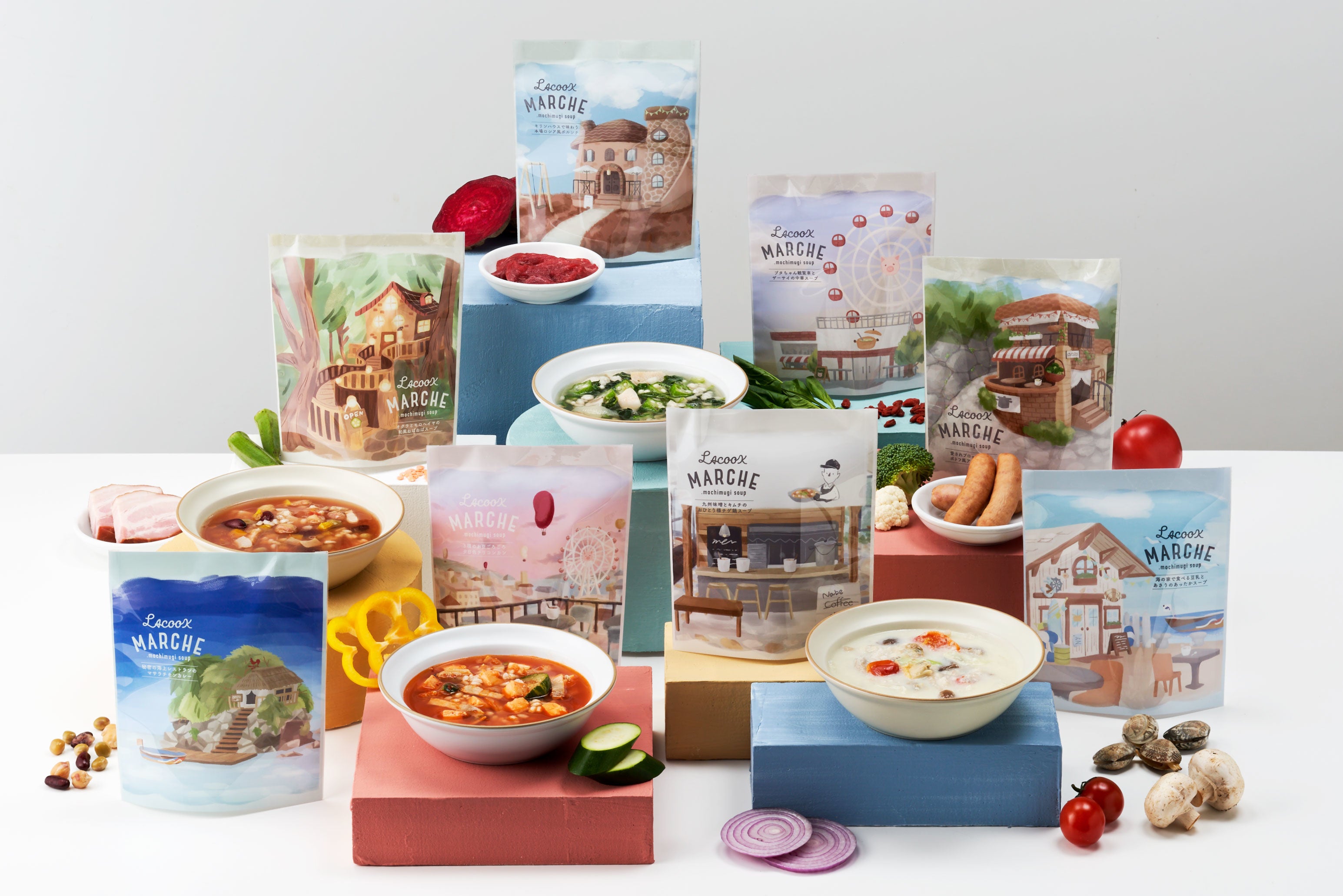 大人気の定番スープのフレーバーが8種類、パッケージも個性的