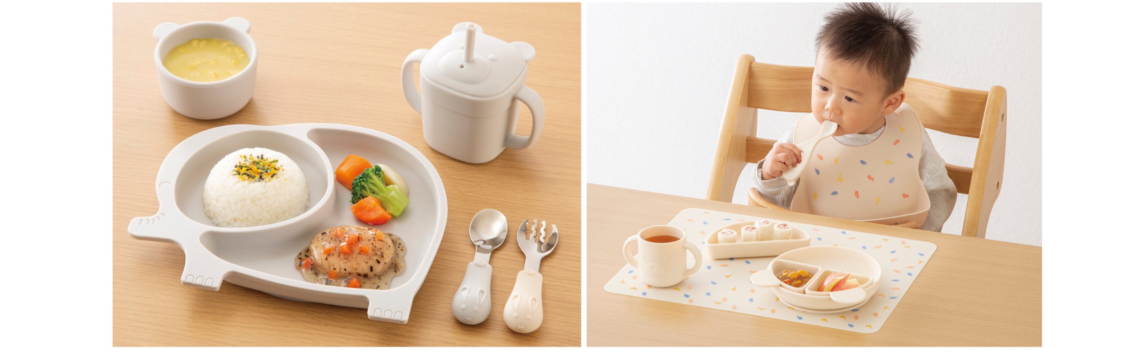 赤ちゃんの食事を応援する「動物モチーフのシリコーン食器シリーズ」が 赤ちゃんの食事を応援する「動物モチーフのシリコーン食器シリーズ」が