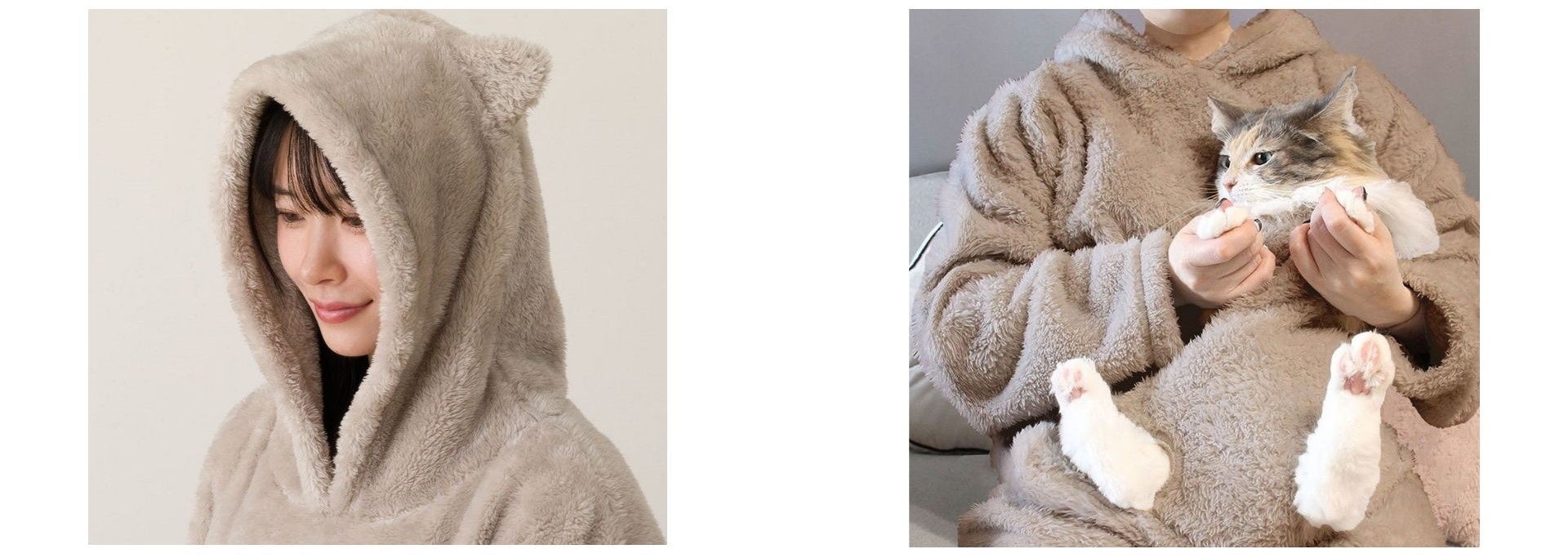 着る毛布 猫が入れる デコホーム ニトリ Nウォーム グレー にゃんぽけ 着る毛布 猫が入れる デコホーム ニトリ Nウォーム グレー