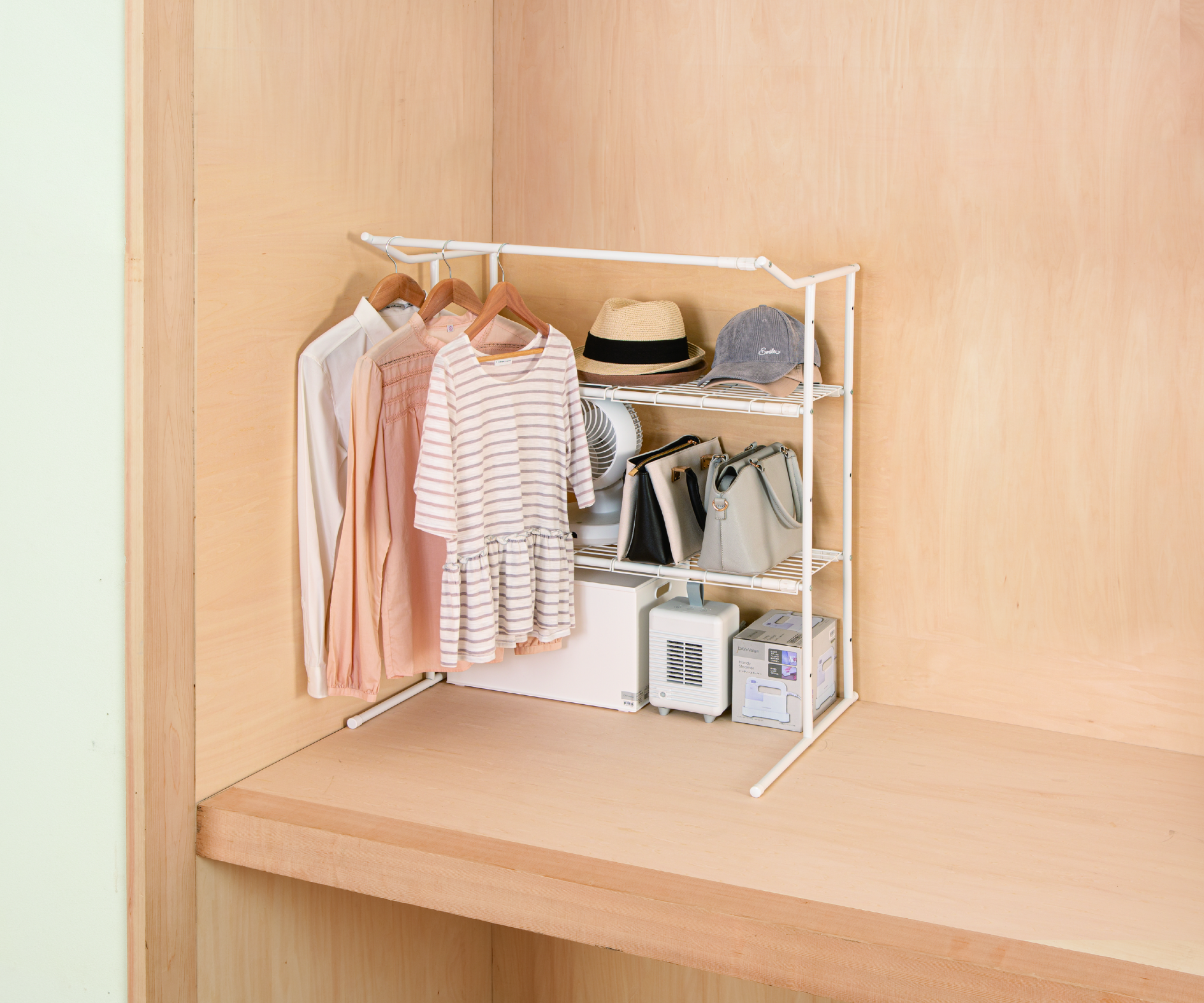 ニトリ 伸縮クローゼットハンガーラック(上棚なし 幅188cm アイボリー