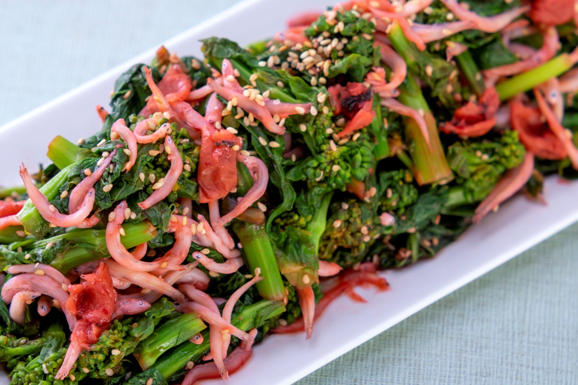 菜の花梅シラスごま和え