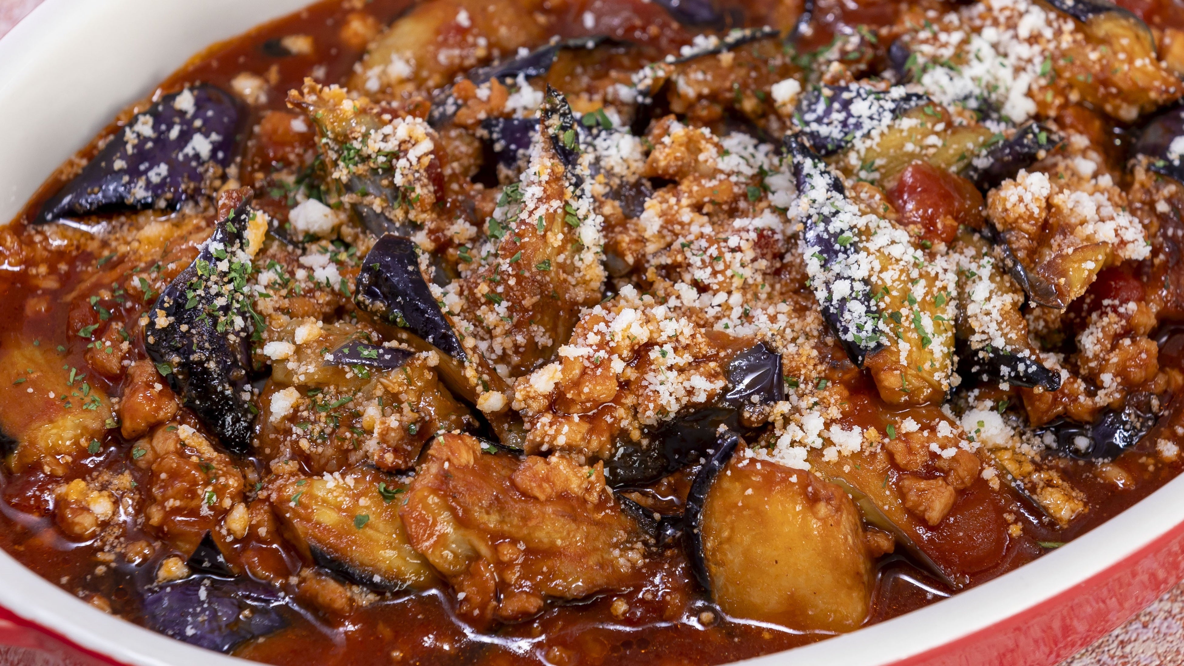 茄子と大豆ミートのボロネーズ