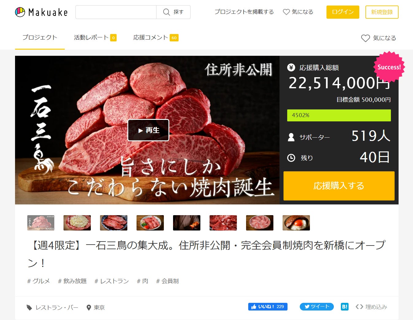 Makuakeキャプチャ(12月21日 時点)