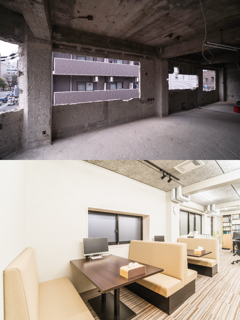 （上）改修前、（下）改修後