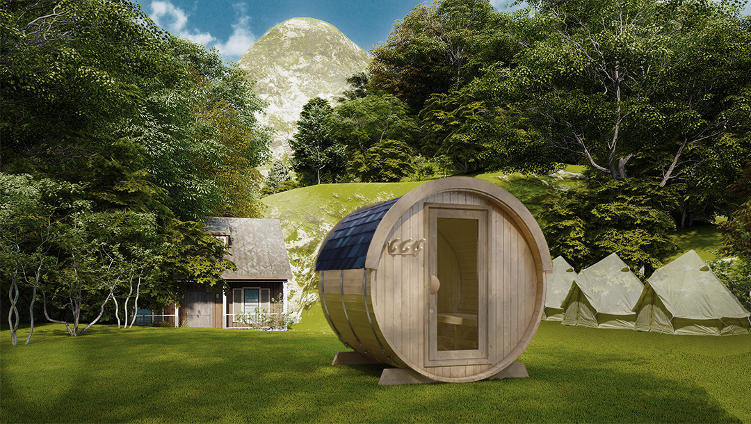 屋外で楽しむバレルサウナ