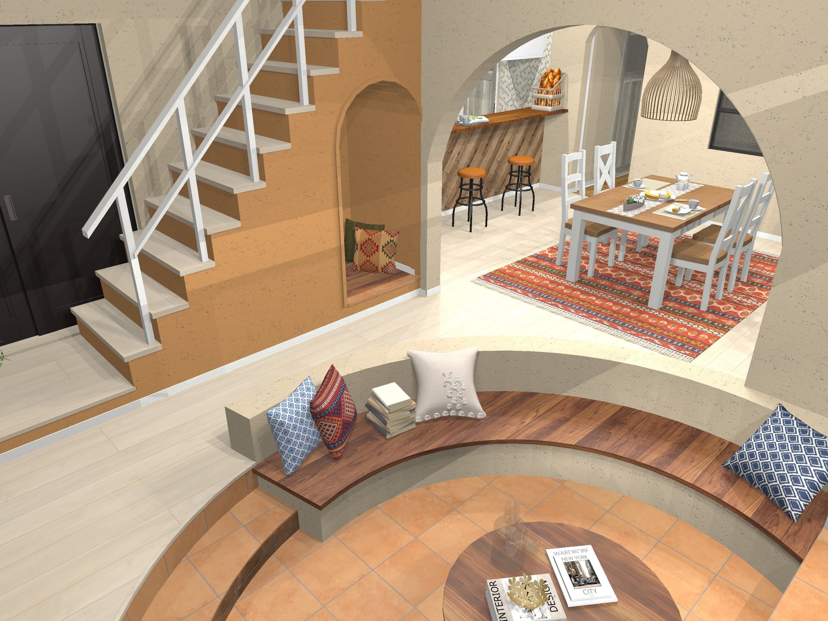 サークルソファとセンターアーチ