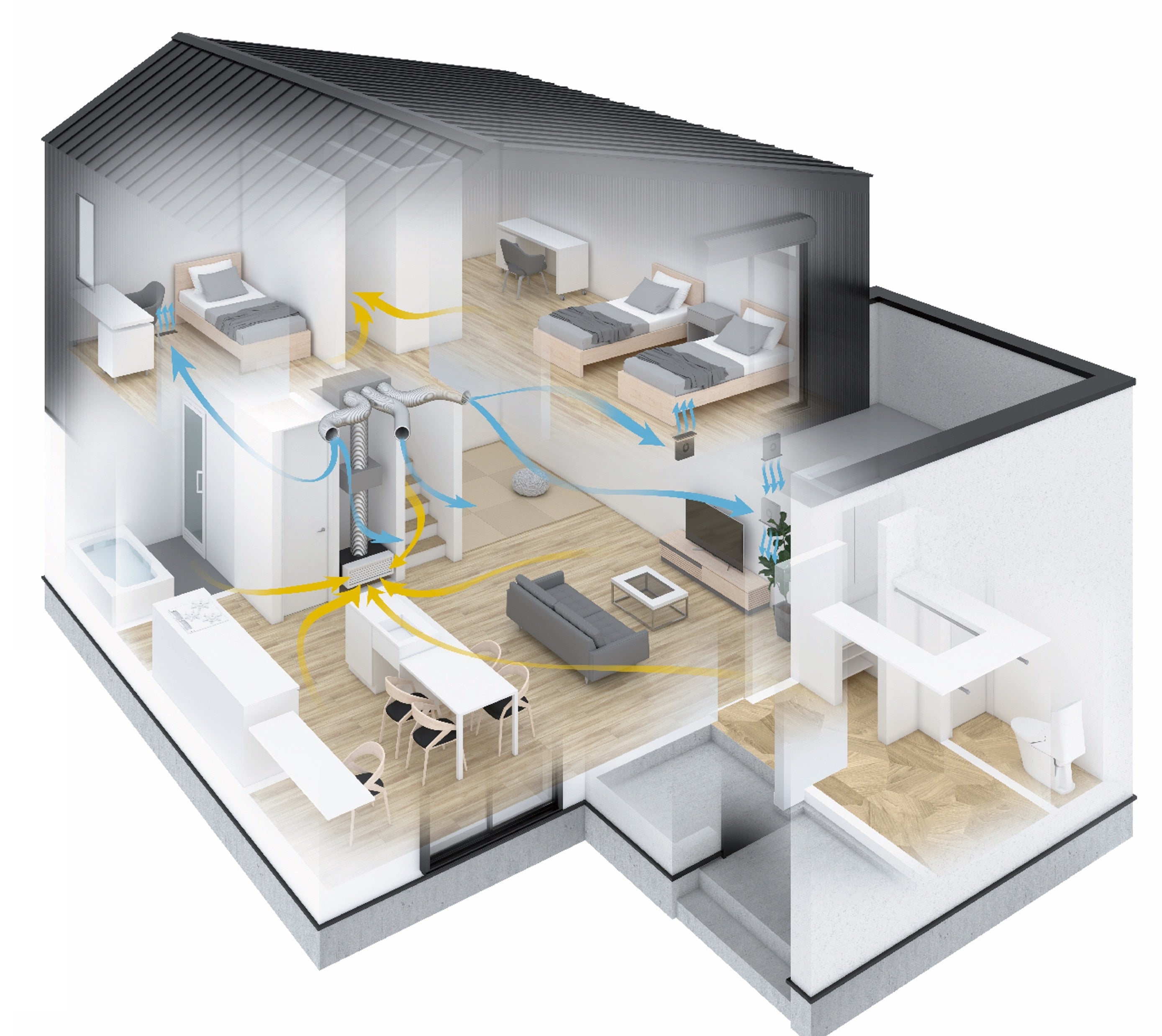 「すごい家」空調換気システムイメージ