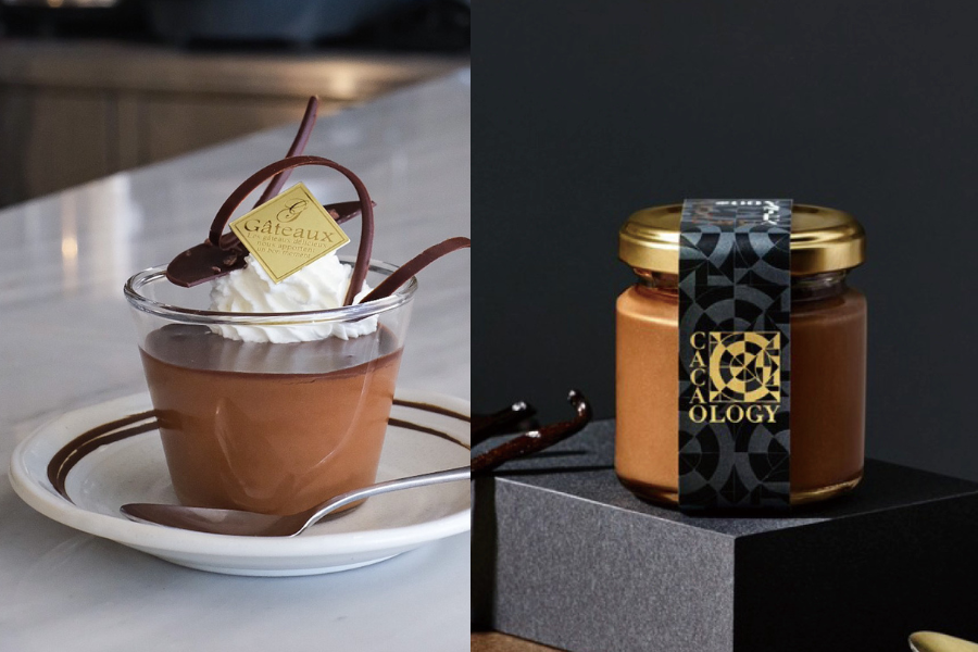 左 )イートイン限定 窯出しカカオクリュ　右)テイクアウト通販限定 瓶入りカカオクリュ