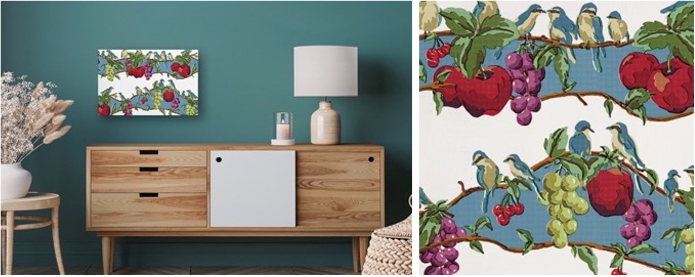 ベースカラー手塗り白／アートパネル／サイズL ／グラフィック「Akamozu Family2」