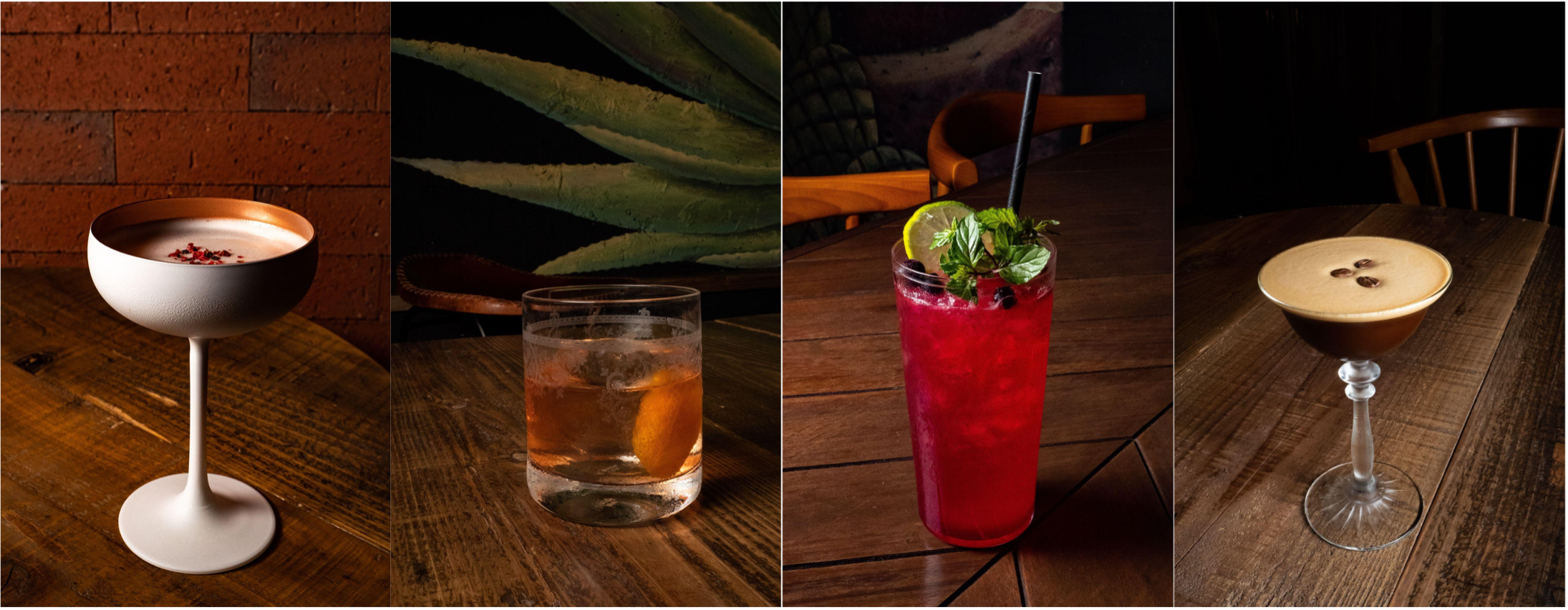 左からREADY FIRE AIM 1,300円、OAXACAN OLD FASHIONED 1,500円、MEXICAN EL DIABLO 1,600円、JALISCO ESPRESSO 1,700円