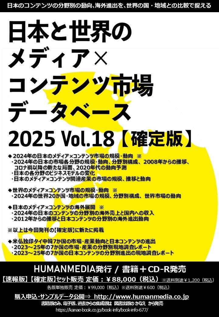 2024年の日本と世界のコンテンツ市場の規模と日本のコンテツの海外売上の調査結果発表