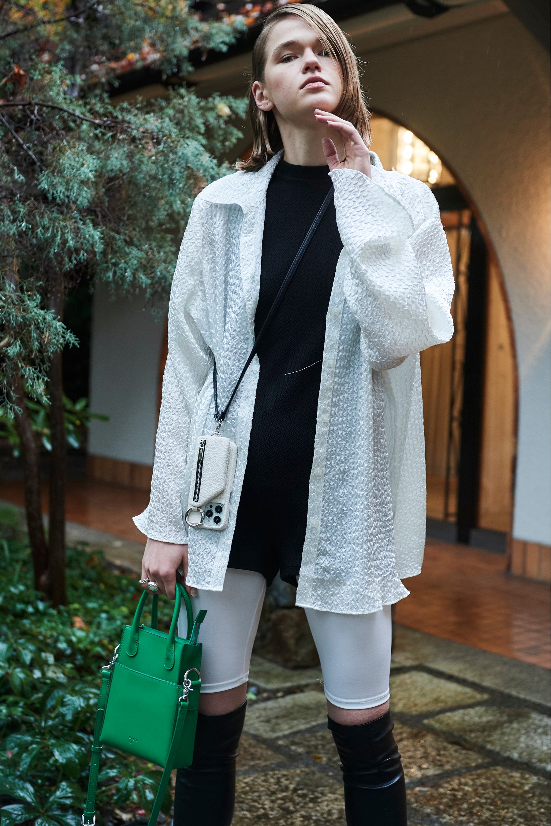 (bag)green (case)ajew cadenas zipphone case／white