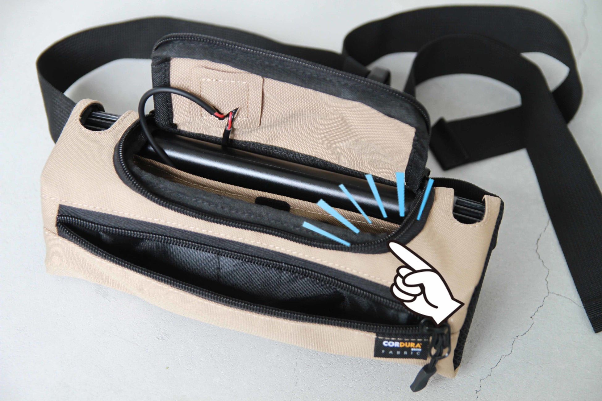 扇風機能はもちろん、ウエストバックとしてもご利用いただけます。