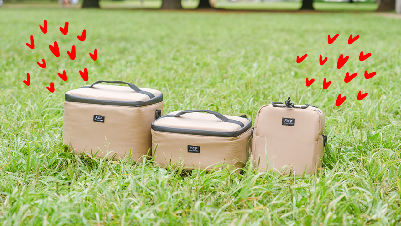 左から、ミニクーラーバッグプラス・ミニクーラーバッグ新モデル・ミニクーラーバッグジュニア