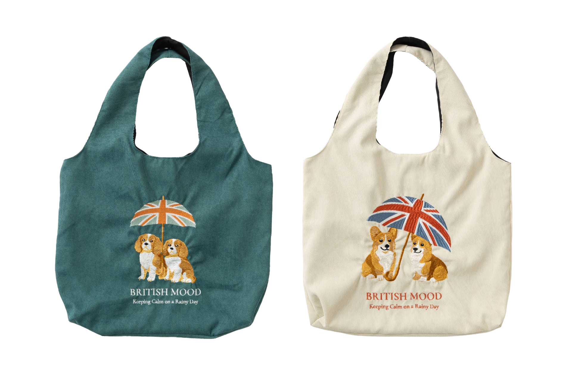 【コーギー&キャバリア】雑貨ブランド「Jubilee」から、英国モチーフ立体刺繡バッグの新デザインが登場。