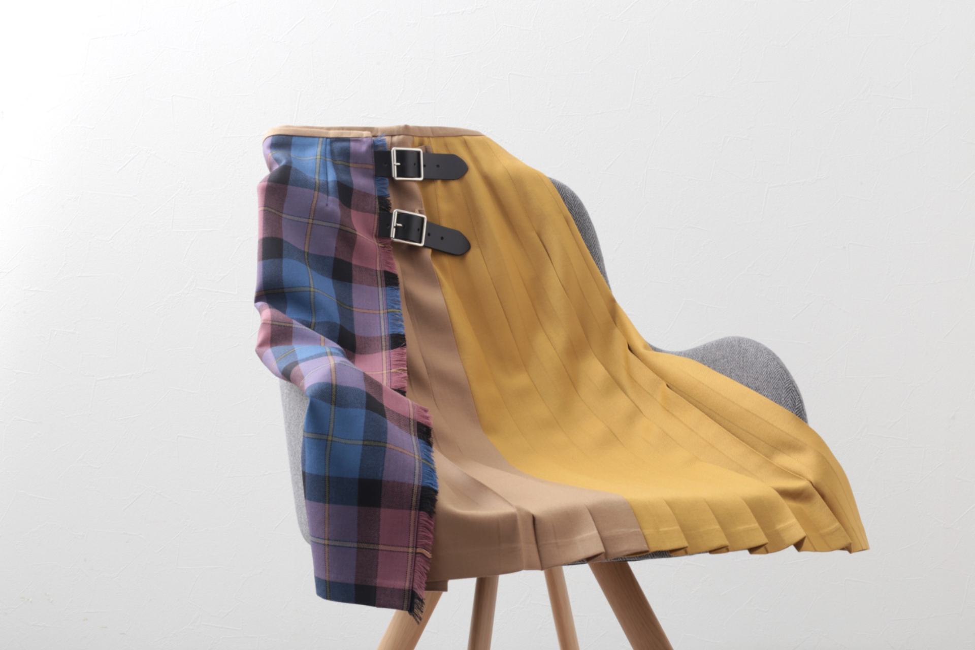 パッチワークロングキルトスカート バラーモアｘキャメルｘマスタード