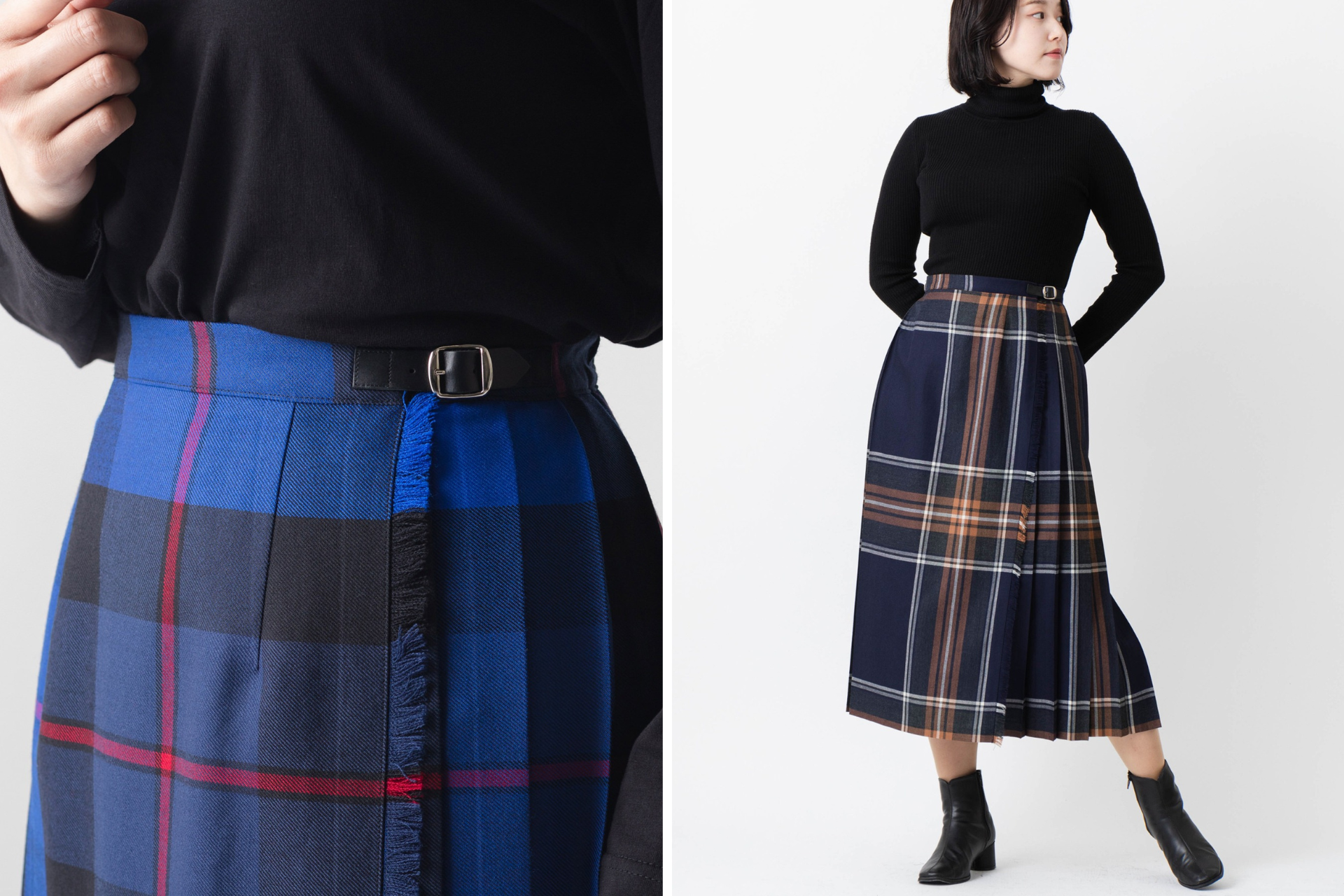 【イージー キルト ラップスカート】OLD BOLEY(左)、BARROW(右)