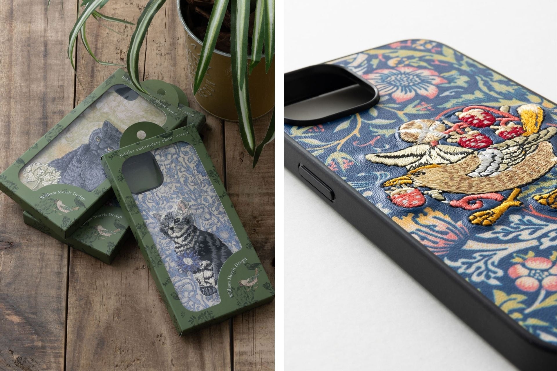 ウィリアムモリスデザイン 立体刺繍 iPhone スマホケース