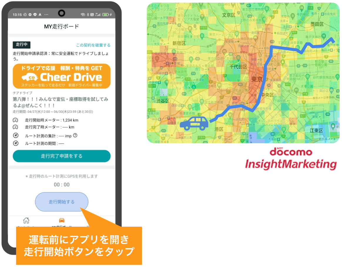 DIMより提供される１時間ごとの人口データから実際の走行による リーチ数を分析