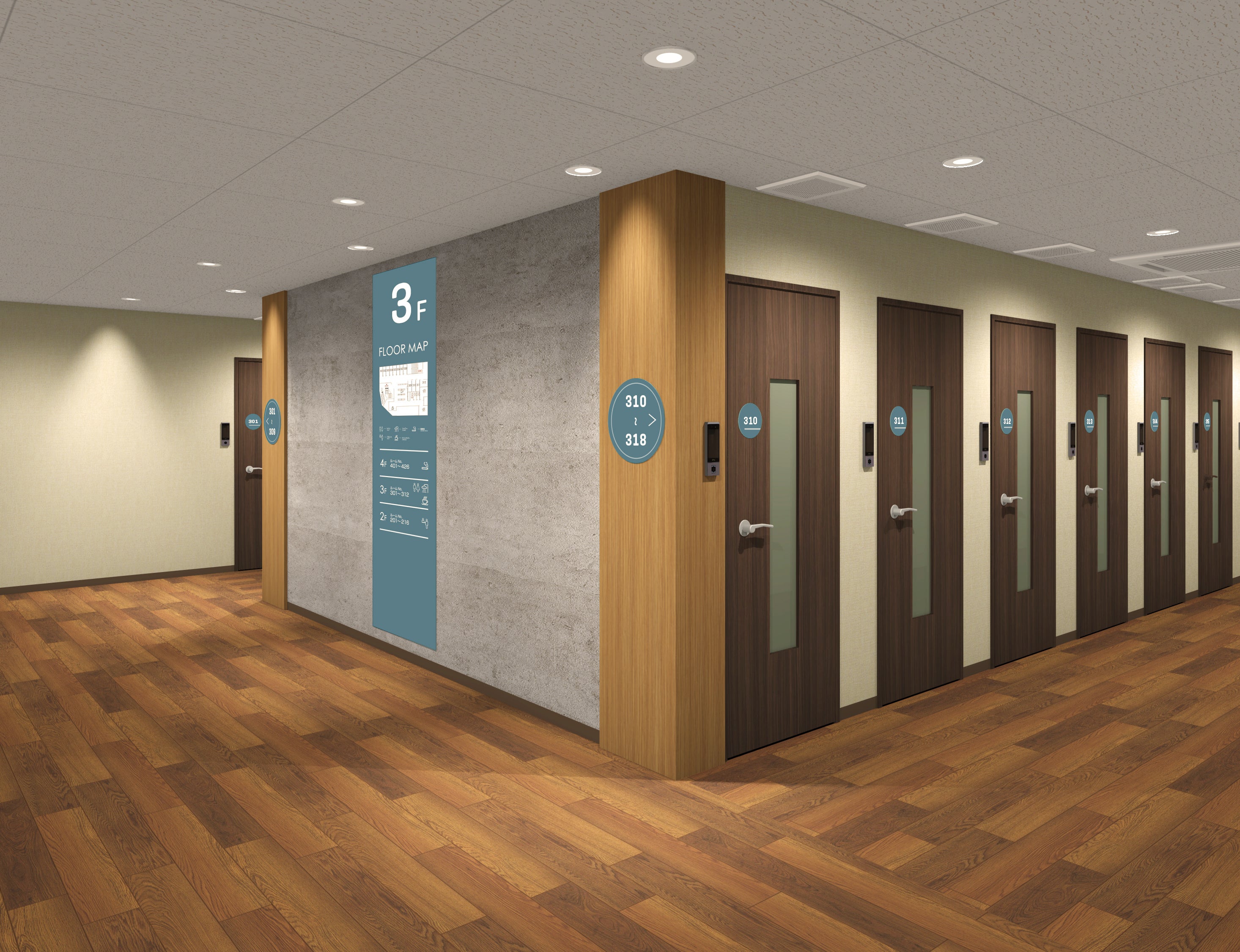 個室エリアの通路