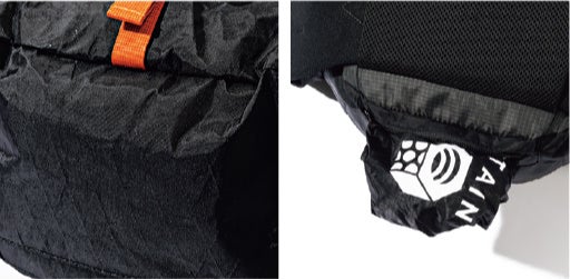 (左)ボトムは耐久性の高いX-PACを使用　(右)専用レインカバー内蔵