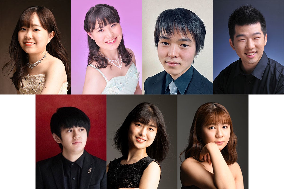 左上から演奏順に吉原佳奈／藤澤亜里紗／神宮司悠翔／北村明日人／鶴原壮一郎／今井梨緒／森永冬香