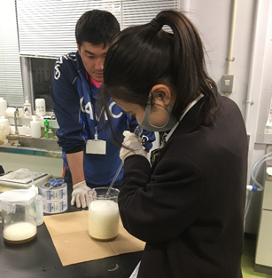 実験を行う学生の様子