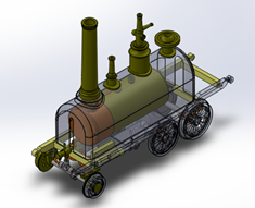 蒸気機関車3Dモデル：内部の構造も確認できる