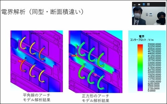 電界解析結果を共有しながらのオンライン研究打合せの様子