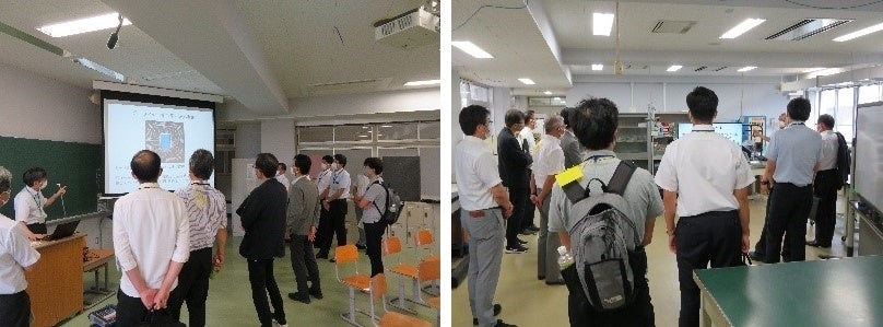 左：実演を行う稲垣准教授 ／ 右：