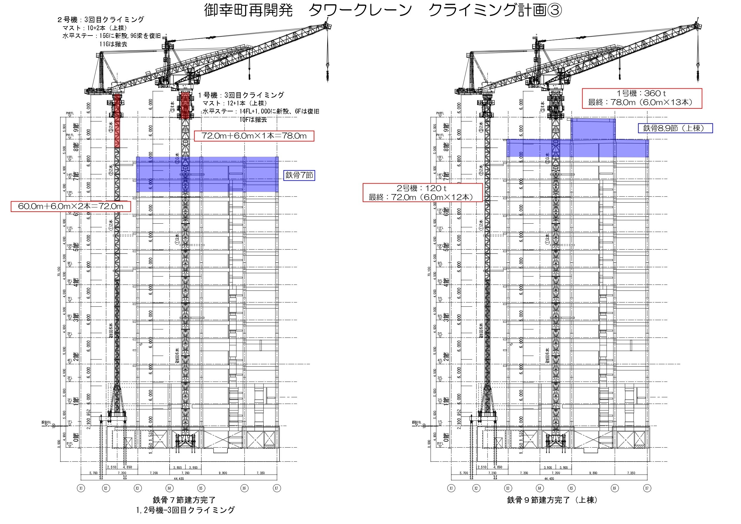 御幸町再開発のタワークレーン計画