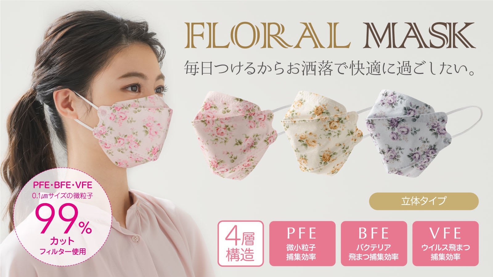 第2弾 ウイルス飛沫99 カット おしゃれな花柄プリント3カラーの高品質立体不織布マスク をmakuake マクアケ にて1月28日より先行発売開始 株式会社ニーズのプレスリリース 第2弾 ウイルス飛沫99 カット おしゃれな花柄プリント3カラーの高品質立体不織布マスク をmakuake マクアケ にて1月28日より先行発売開始 株式会社ニーズのプレスリリース