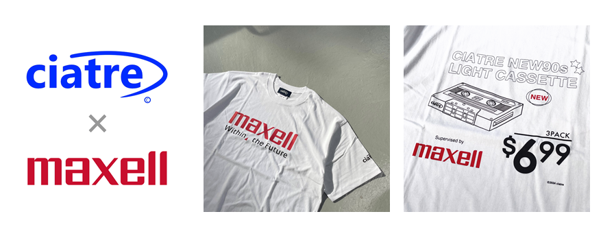 マクセルと「ciatre」がコラボレーション「maxell」ブランドロゴがT