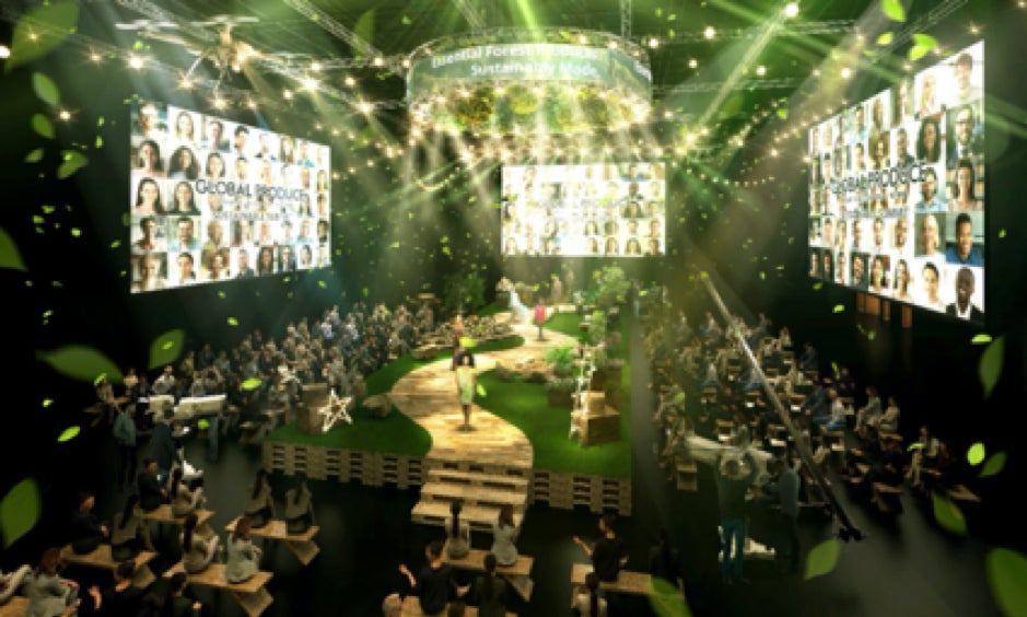 <廃材を活用したステージイメージ>