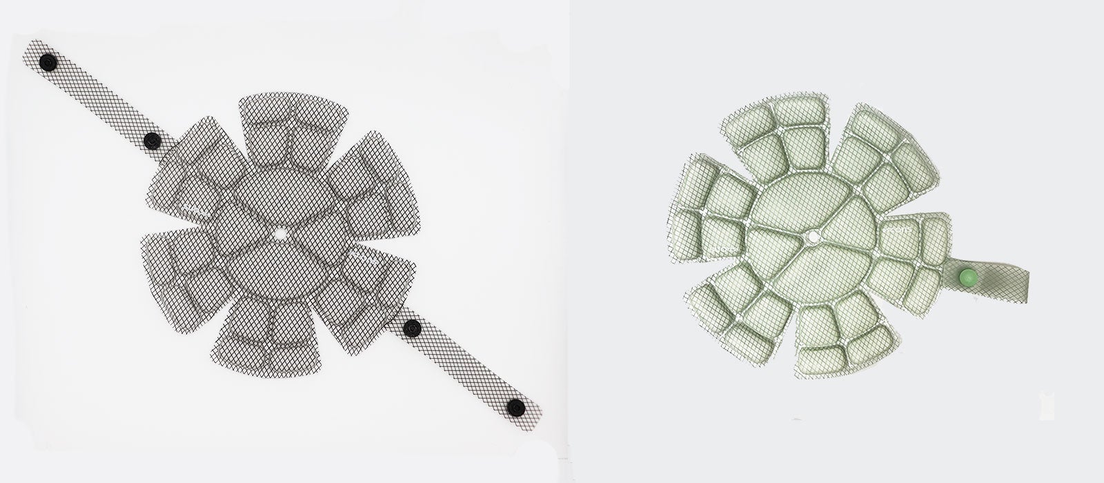 左：SUO 256 MET Sサイズ ブラック　右：SUO 256 CAP Sサイズ ライトグレー